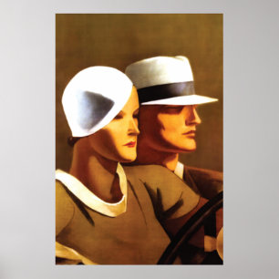 Póster Conducción hermosa de los pares del art déco