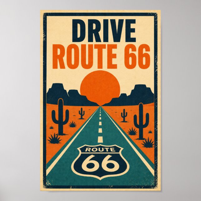 Póster Conduce Ruta 66 Desert Litho (Frente)