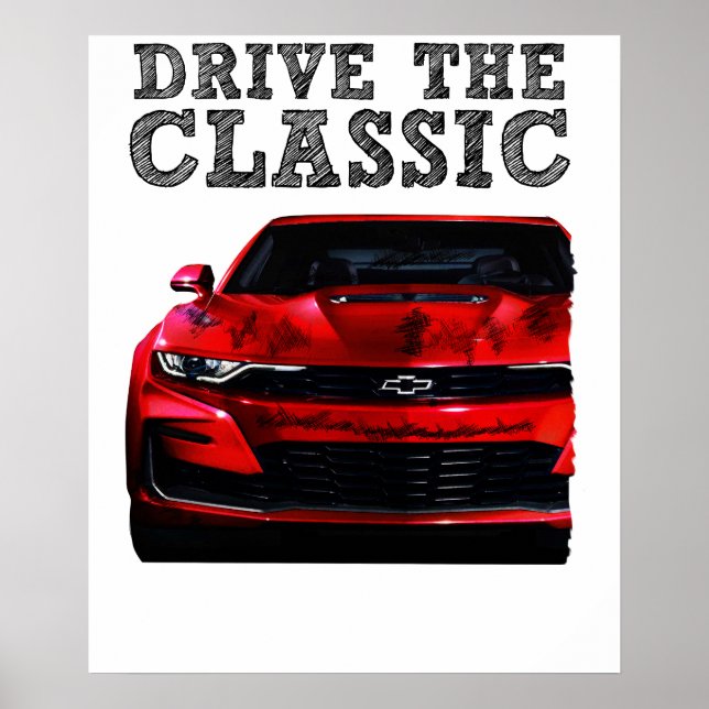 Póster conducir el Chevrolet Camaro clásico (Frente)
