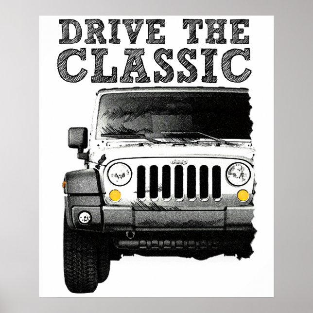 Póster conducir el jeep clásico (Frente)