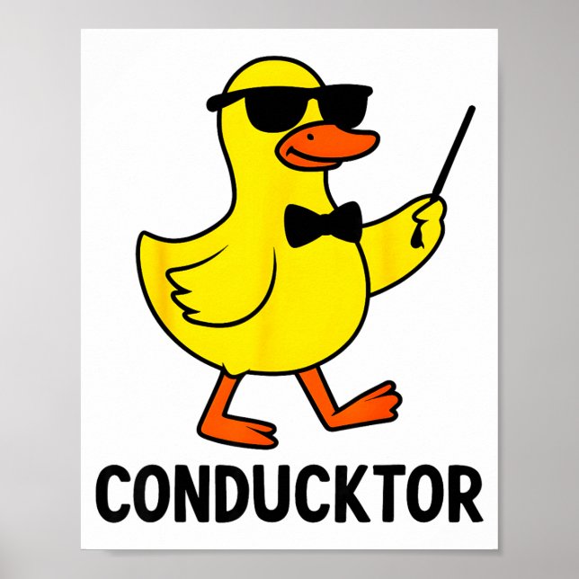 Póster Conducktor Funny Duck Music Pun Orchestra Design  (Frente)