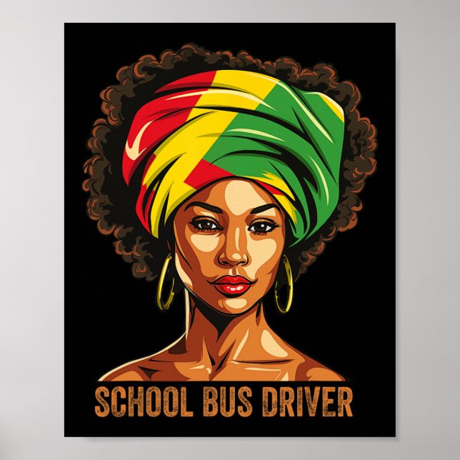 Póster Conductor de Autobús Escolar Afro Afroamericano Me (Frente)
