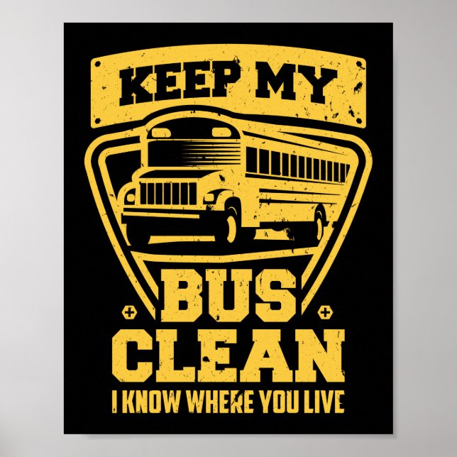 Póster Conductor De Autobús Escolar Mantengo Mi Autobús L (Frente)