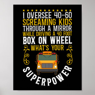 Póster Conductor de autobús escolar que supervisa a 40-60