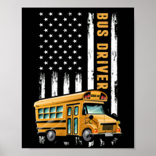 Póster Conductor De Autobús Escolar Usa Conductor De Auto