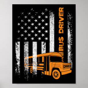 Póster Conductor de autobús patriota bandera de EE. UU. -