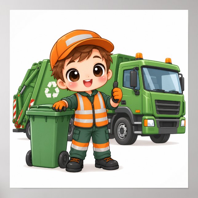 Póster Conductor de Camión de Basura Útil (Frente)