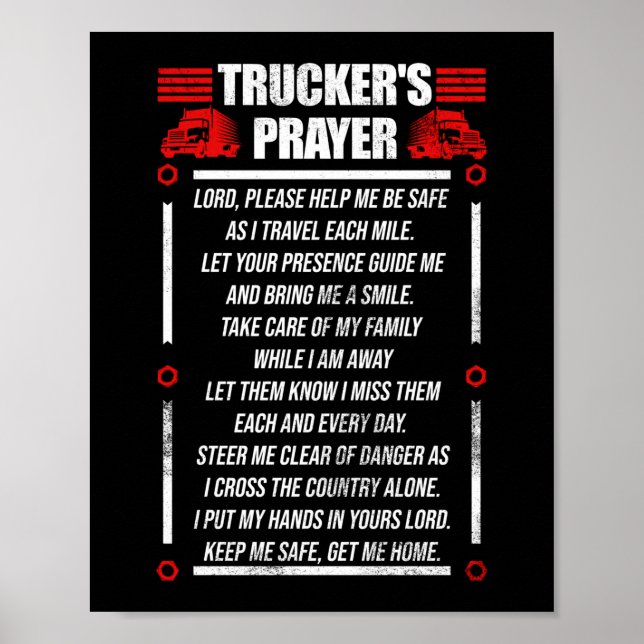 Póster Conductor de camiones de oración de camioneros (Frente)