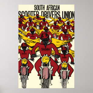 Póster Conductor de Scooter de Cartel Político de Sudáfri