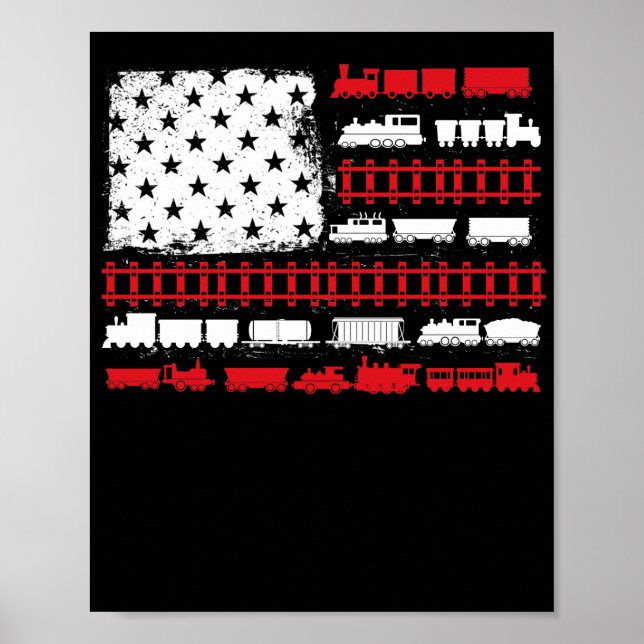 Póster Conductor De Tren Ferroviario De Bandera Estadouni (Frente)