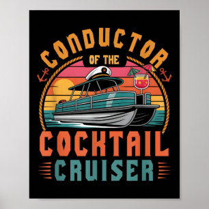 Póster Conductor del barco pontón crucero de cola Capt