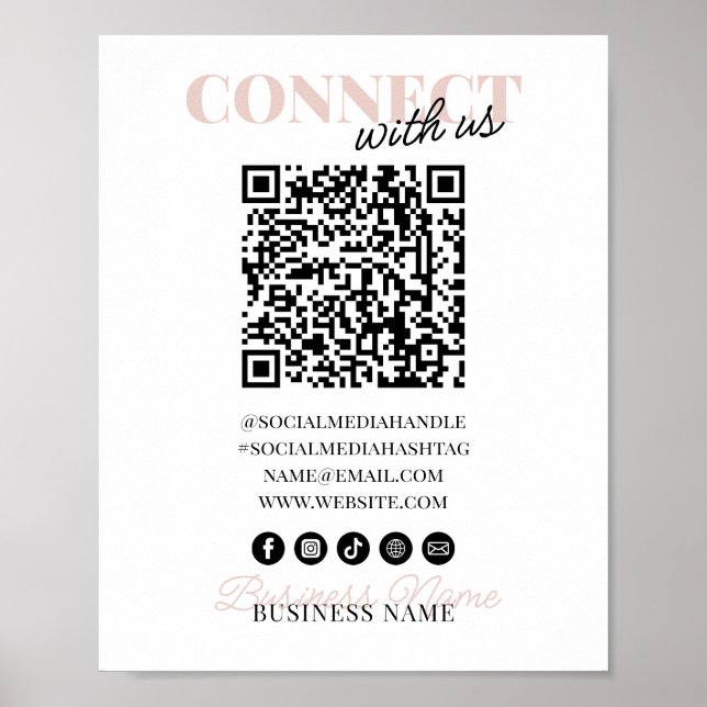 Póster Conectar con el código QR de Us Nombre comercial d (Frente)