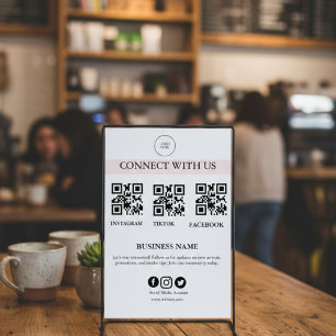 Póster Conéctese Con Nosotros Letrero de Redes Sociales  