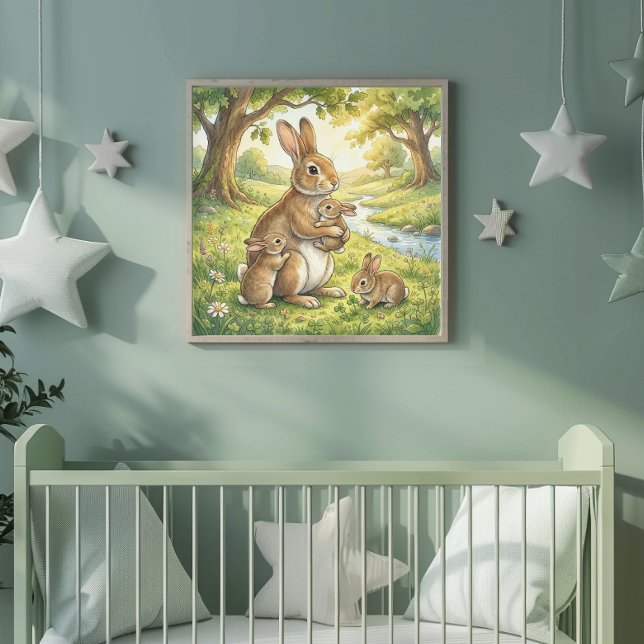 Póster Coneja Mamá y sus Bebés Guardería (Subido por el creador)