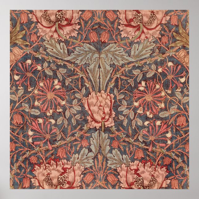Póster Conejillo de miel, patrón floral de William Morris (Frente)