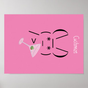 Póster Conejito Ascii lindo sosteniendo martini Thunder_C