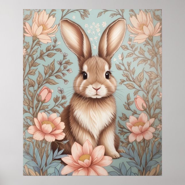 Póster Conejito bebé pastel floral  (Frente)