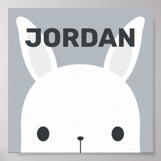 Póster Conejito Bonito con Nombre Personalizado (Frente)