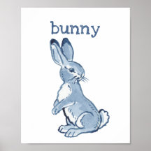 Conejito Bonito Conejo Acuarela Azul Animales Natu