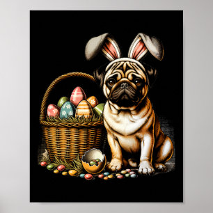 Póster Conejito Boxer Floral Huevos de Pascua Bysket Perr