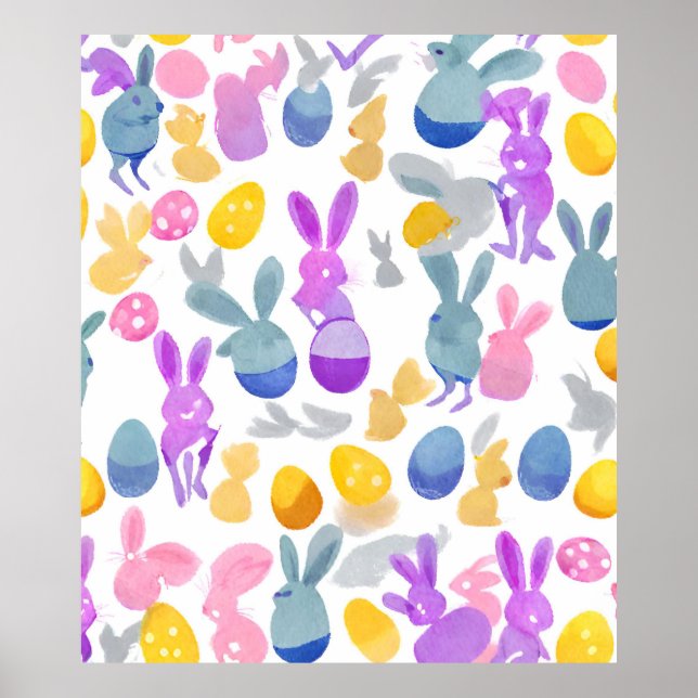 Póster conejito con huevos de Pascua (Frente)