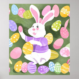 Póster conejito con huevos de Pascua