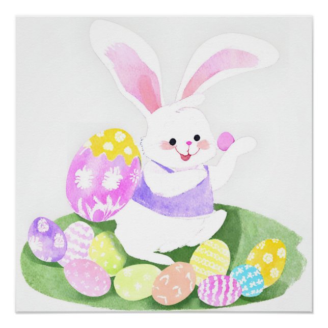 Póster conejito con huevos de Pascua (Anverso)