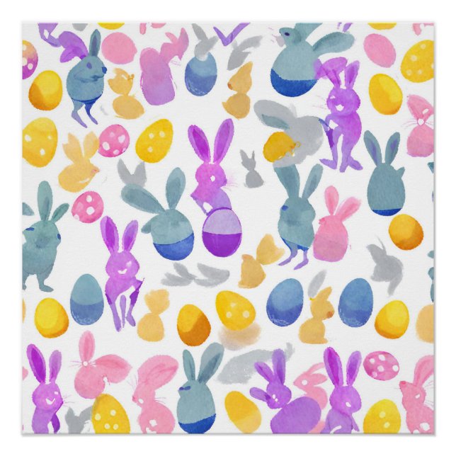 Póster conejito con huevos de Pascua (Anverso)