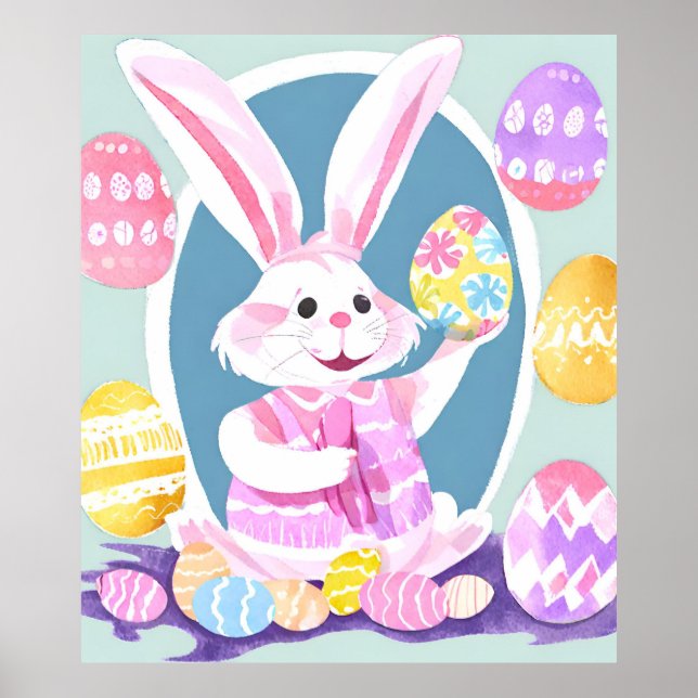 Póster conejito con huevos de Pascua (Frente)