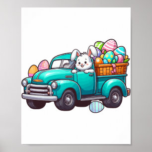 Póster Conejito Con Huevos De Pascua En Cacería De Camion
