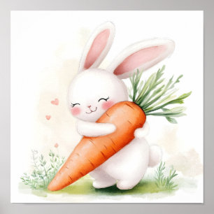 Póster Conejito De Ajoacuarela De Primavera
