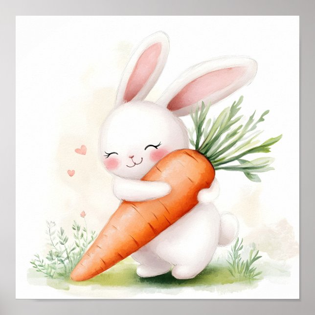 Póster Conejito De Ajoacuarela De Primavera (Frente)