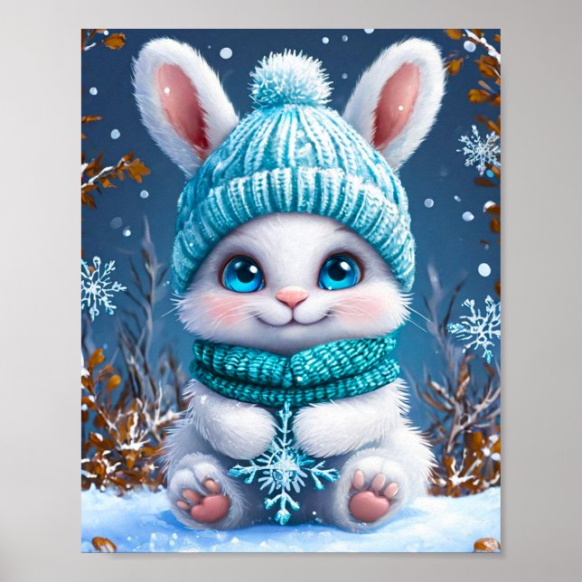 Póster Conejito de Dibujos Animados Adorable con Estilo S (Frente)