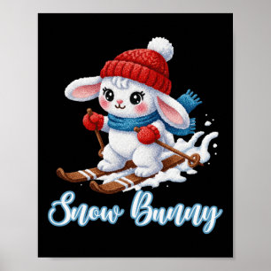 Póster Conejito de nieve lindo Amante del esquí Esquí cue