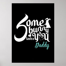 Póster Conejito de Pascua adorable Amor Negro Blanco Tipo