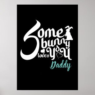 Póster Conejito de Pascua adorable Amor Negro Blanco Tipo