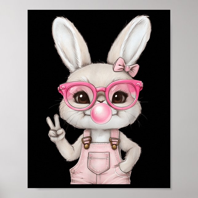 Póster Conejito de Pascua con burbuja burbuja feliz conej (Frente)