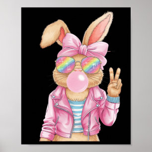 Póster Conejito de Pascua con burbuja burbuja feliz conej