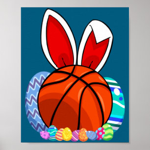 Póster Conejito de Pascua de Baloncesto Lindo