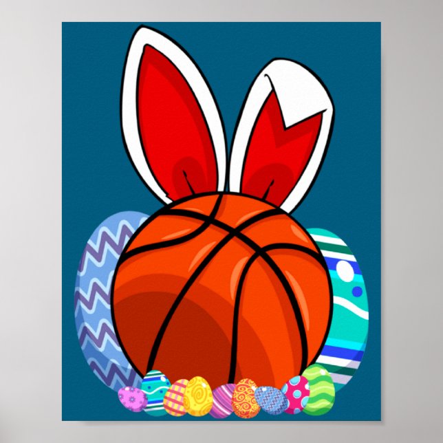 Póster Conejito de Pascua de Baloncesto Lindo (Frente)
