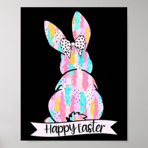 Póster Conejito de Pascua Feliz Coqueta Linda y pincelada