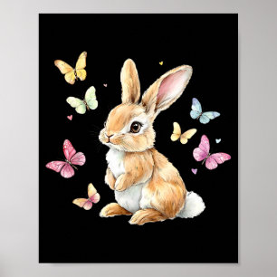 Póster Conejito de Pascua lindo conejo mariposa Conejito 