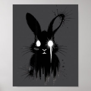 Póster Conejito Gótico Horripilante Lindo Dibujo Alternat
