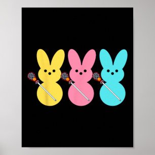 Póster Conejito Jugador de Lacrosse Lindo Niños Pascua La