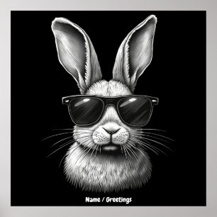 Póster Conejito Lindo Cara Con Gafas De Sol Para Niños
