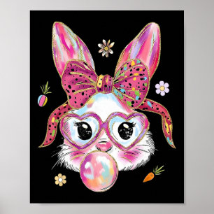 Póster Conejito Lindo Cara de Conejo Feliz Día de Pascua