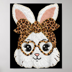 Póster Conejito Lindo Cara de Conejo Leopardo Gles Niña F