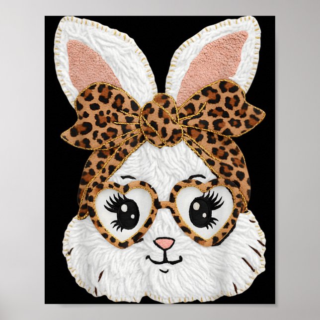Póster Conejito Lindo Cara de Conejo Leopardo Gles Niña F (Frente)