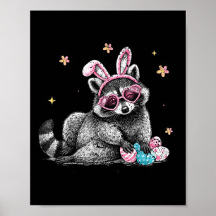 Póster Conejito lindo de Pascua Mapache divertido traje d