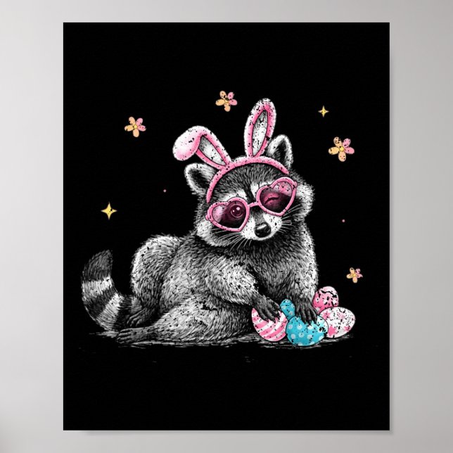Póster Conejito lindo de Pascua Mapache divertido traje d (Frente)